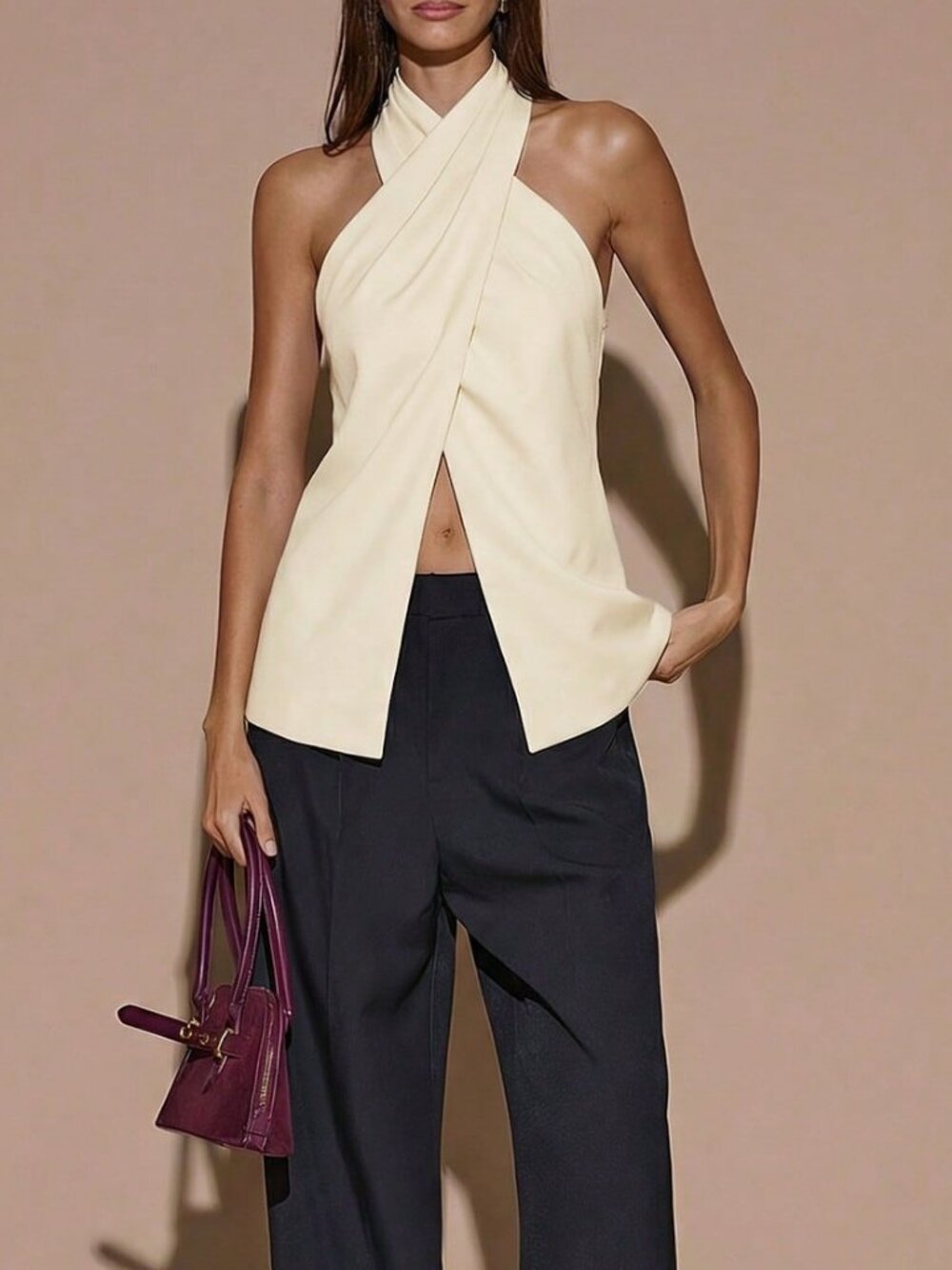 Apricot Sexy Women's Elegant Halter Backless Blouse - Picture 3 of 4